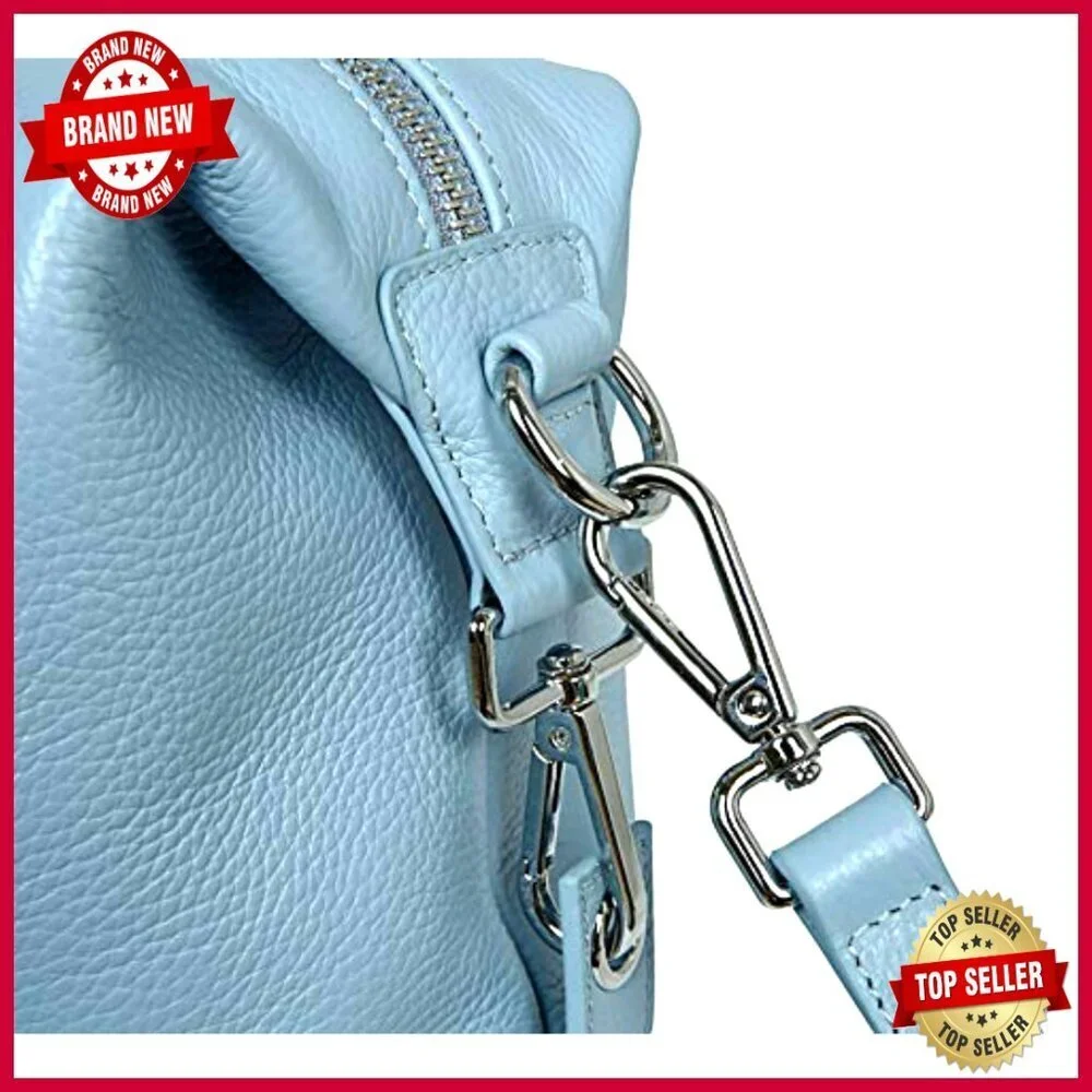 Genuine Leather Satchel Tote Bag with Crossbody Strap and Fringe Detail